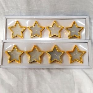NIB, 2 pk of 4 Gold Star Candles 2+ inch, White Center.